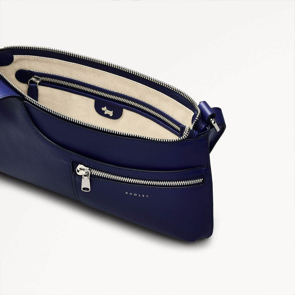 Pockets Leather Small Ziptop Crossbody Bag in Evenfall - 110283