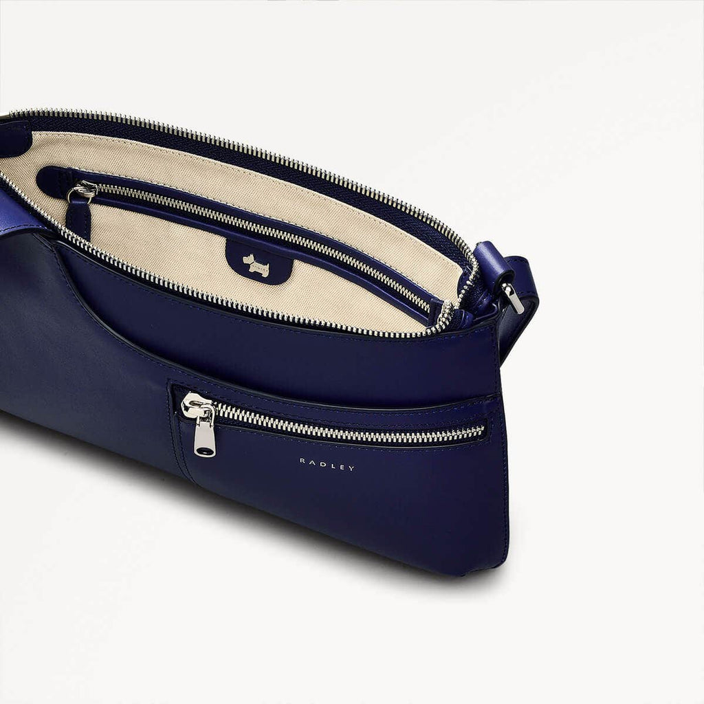 Pockets Leather Small Ziptop Crossbody Bag in Evenfall - 110283