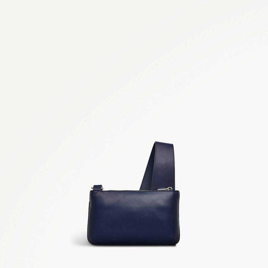 Pockets Leather Mini Ziptop Crossbody Bag in Evenfall - 110284