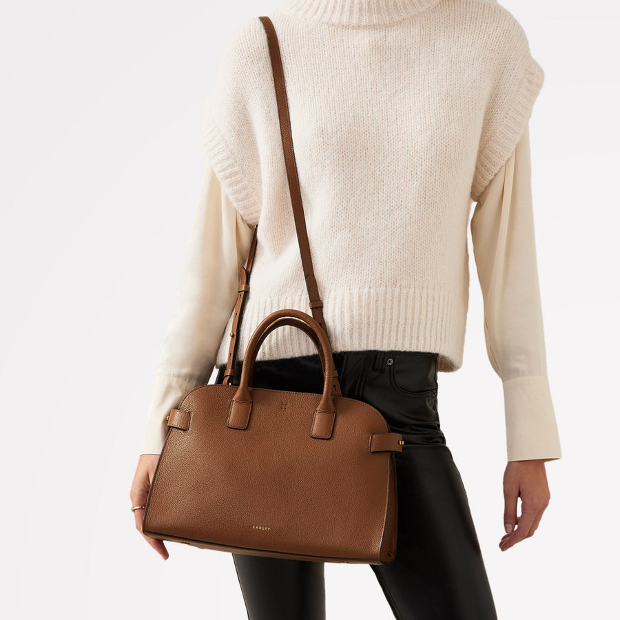 The Rathbone Leather Open Top Grab Bag in Saddle - 110286