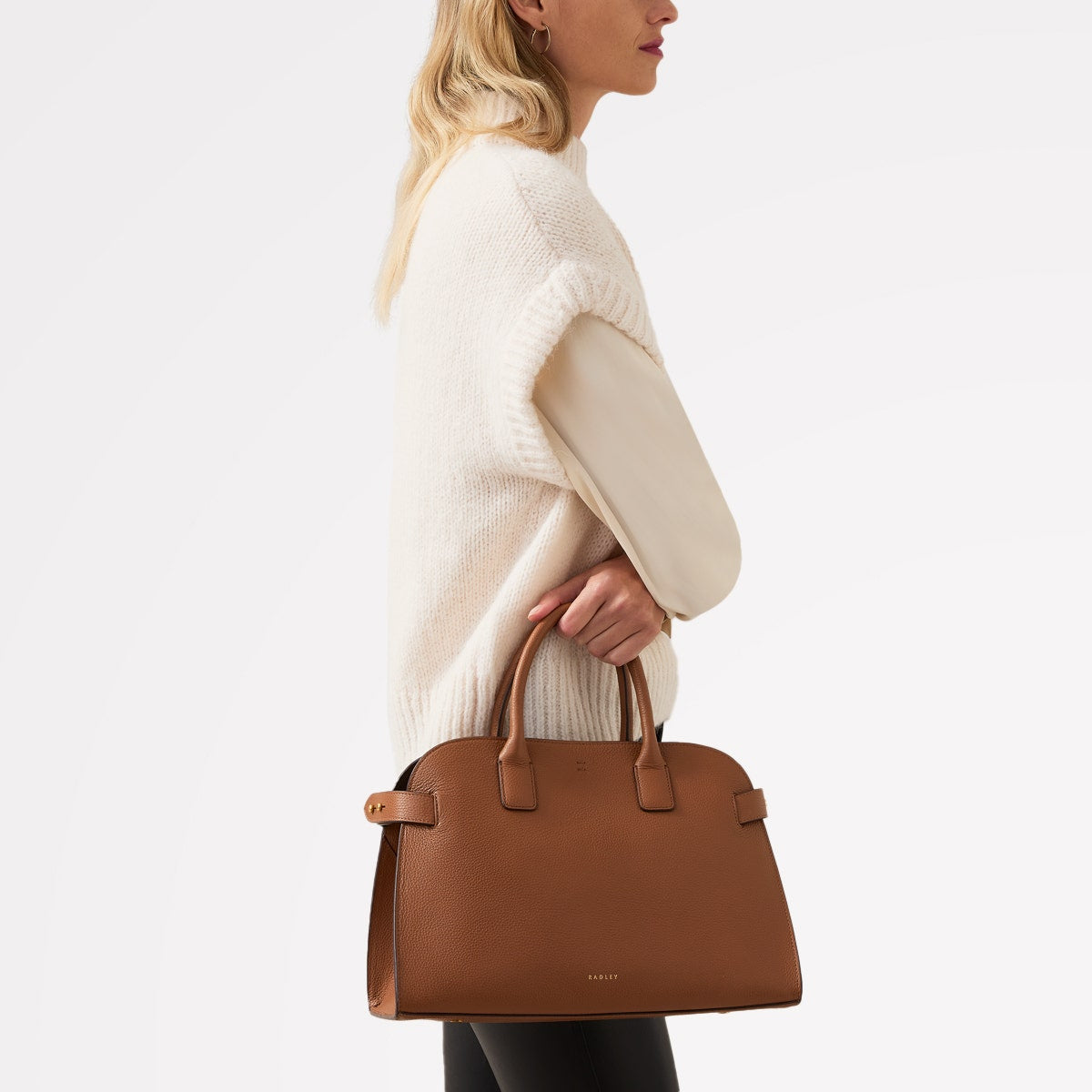 The Rathbone Leather Open Top Grab Bag in Saddle - 110286