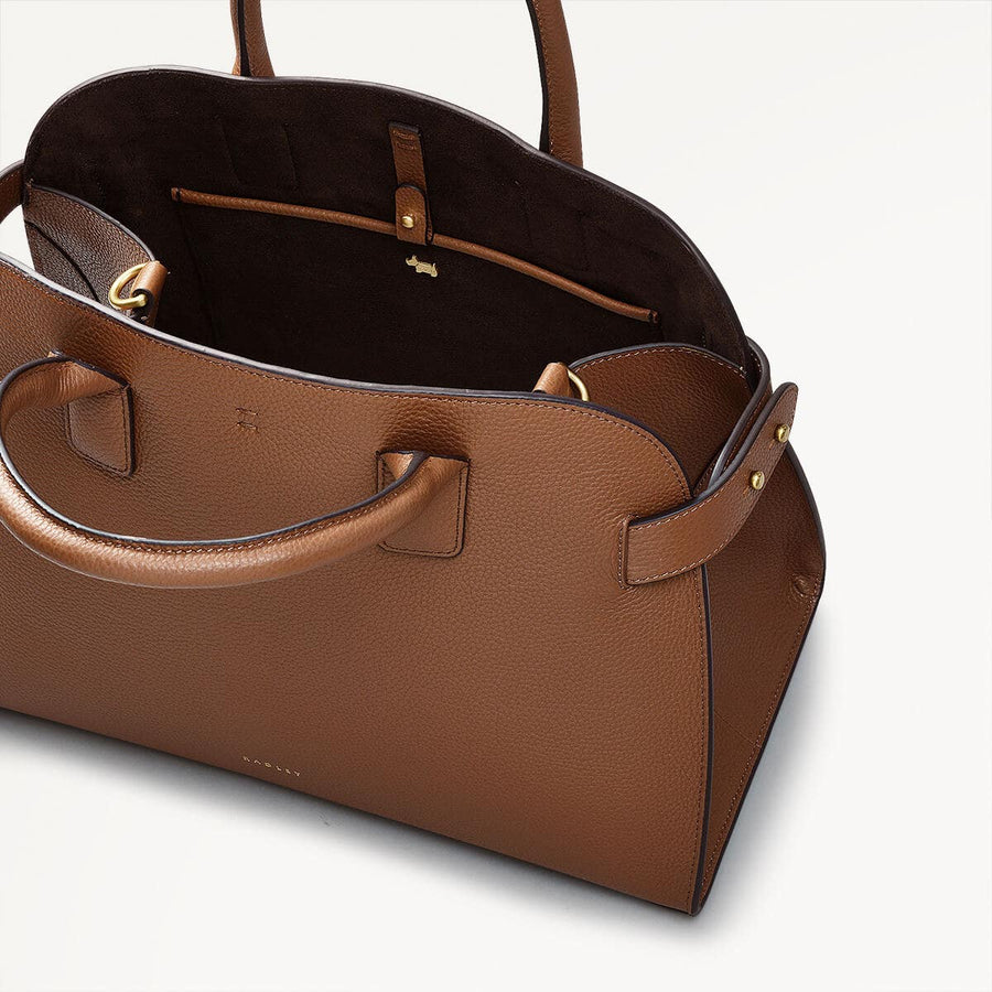 The Rathbone Leather Open Top Grab Bag in Saddle - 110286