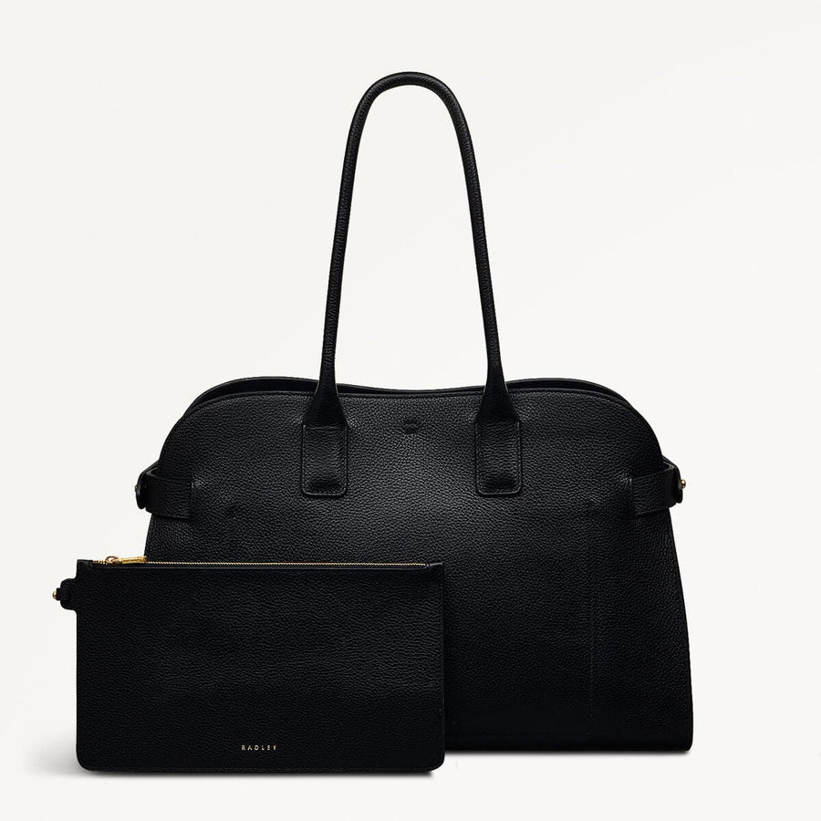 The Rathbone Leather Open Top Shoulder Bag in Black - 110287
