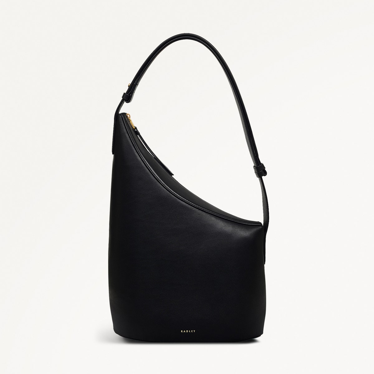 The Kensal Leather Medium Ziptop Shoulder Bag in Black - 110291