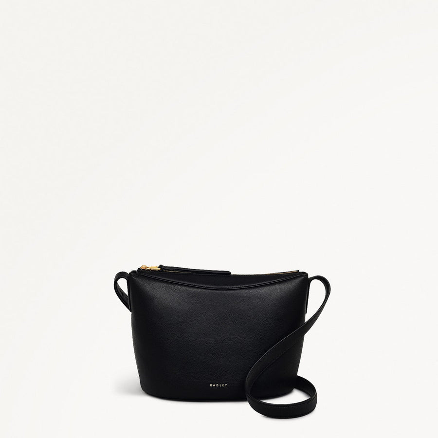 The Kensal Leather Small Ziptop Crossbody Bag in Black - 110292