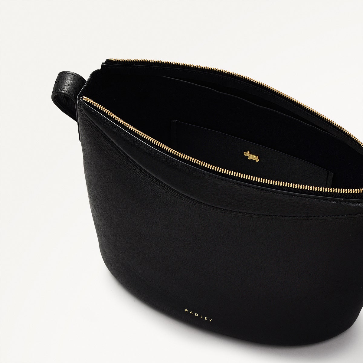 The Kensal Leather Small Ziptop Crossbody Bag in Black - 110292