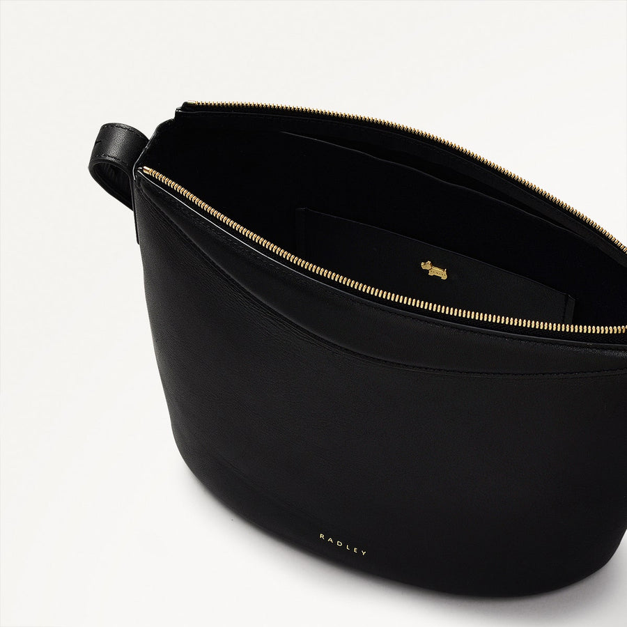 The Kensal Leather Small Ziptop Crossbody Bag in Black - 110292