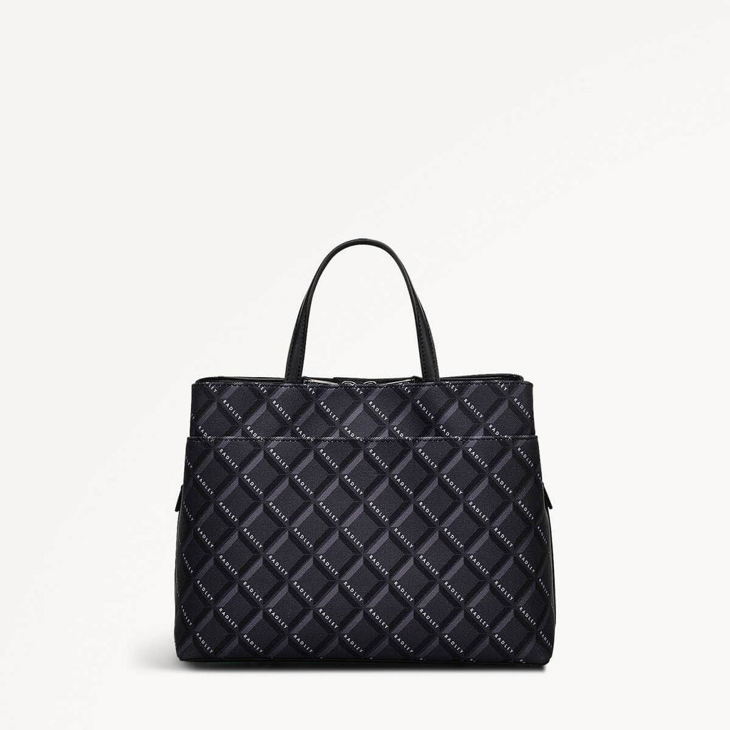 Southwell Gardens Fabric Medium Ziptop Grab Bag in Black - 110296