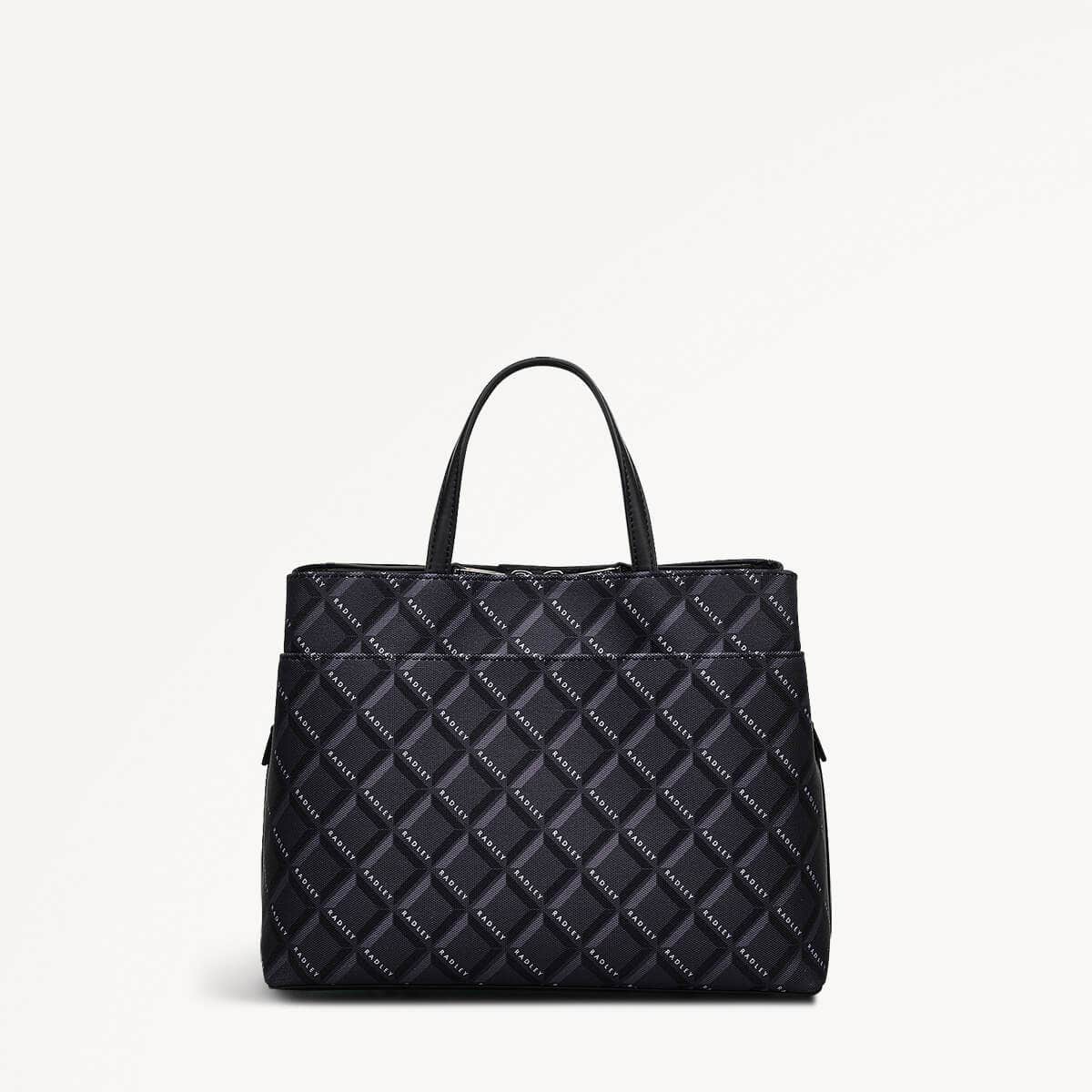 Southwell Gardens Fabric Medium Ziptop Grab Bag in Black - 110296