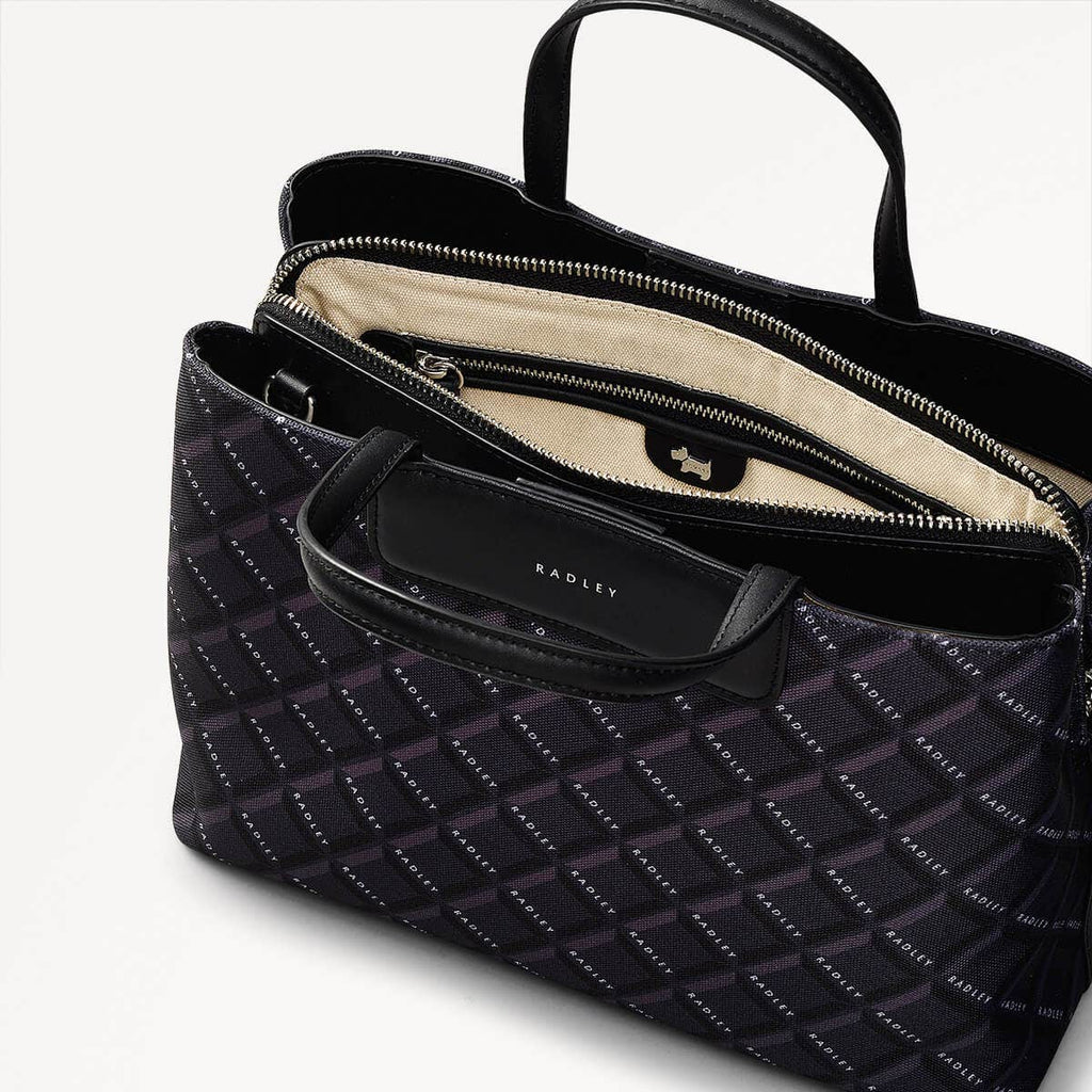 Southwell Gardens Fabric Medium Ziptop Grab Bag in Black - 110296
