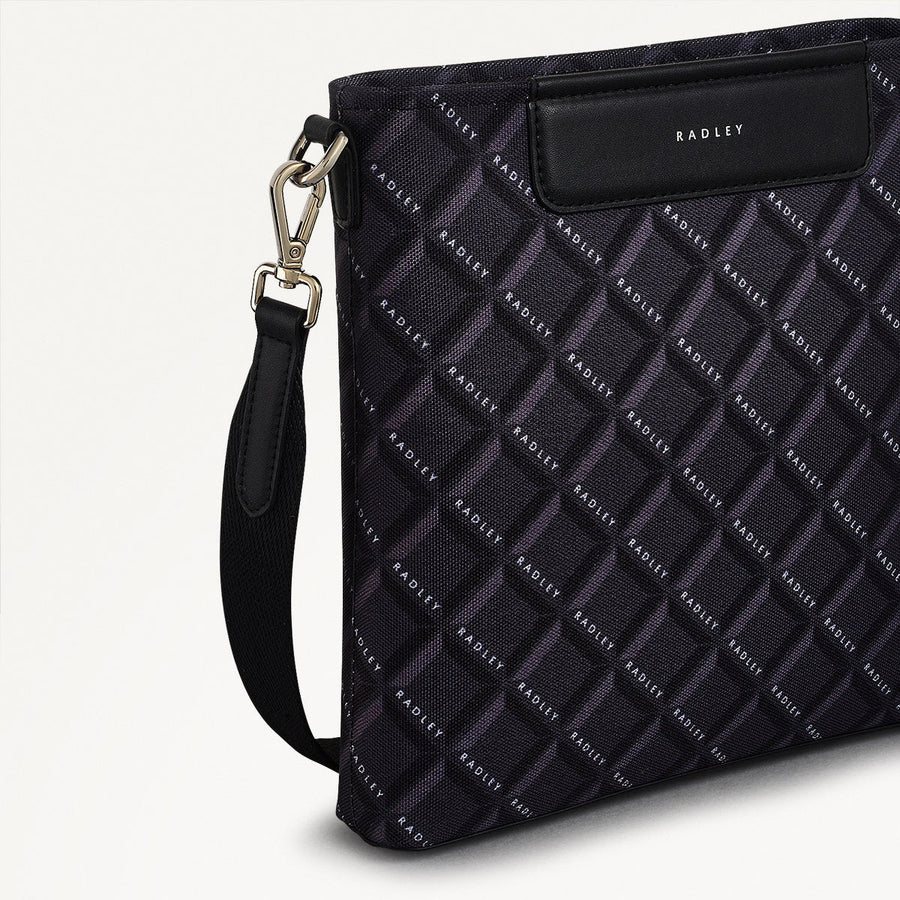 Southwell Gardens Fabric Small Ziptop Crossbody Bag in Black - 110297