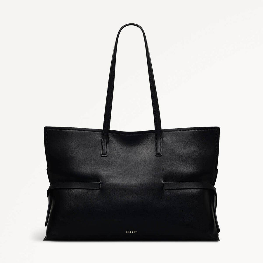 Fleet Street Leather Medium Open Top Tote Bag in Black - 110304