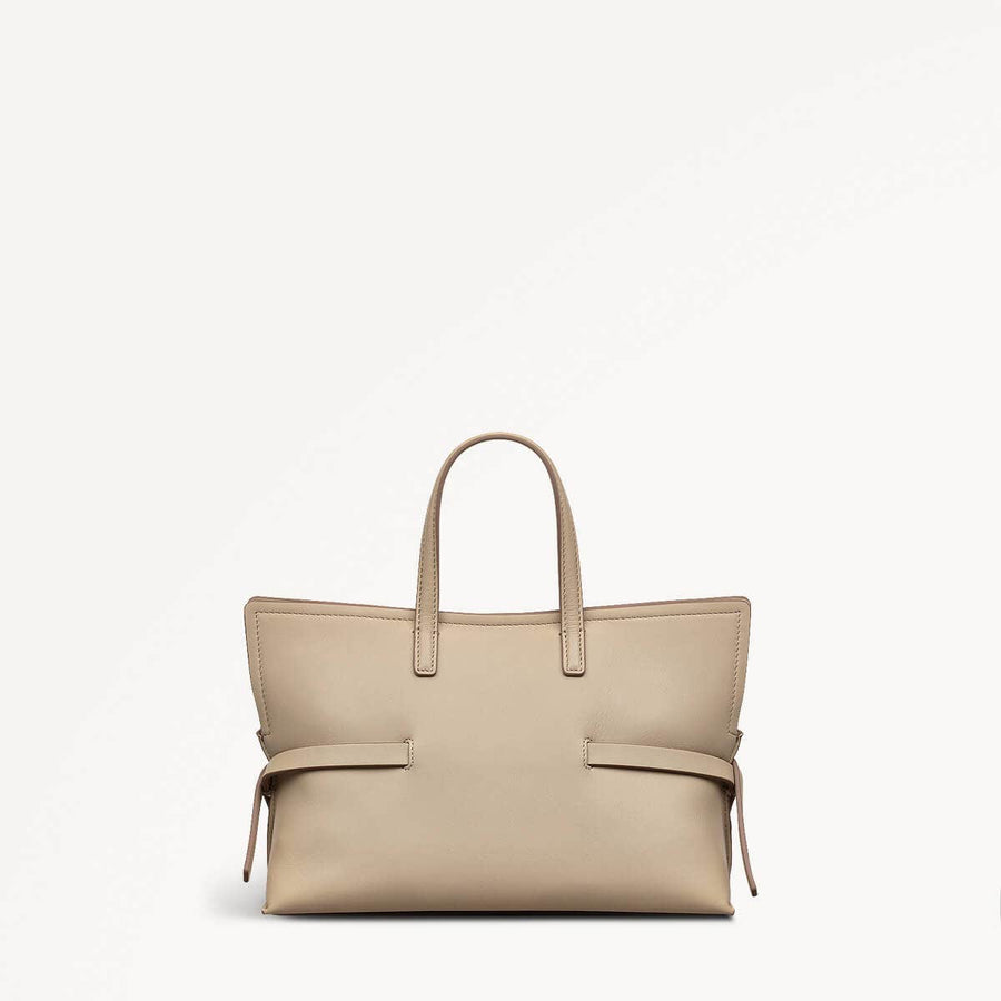 Fleet Street Leather Small Open Top Crossbody Bag in Stone - 110305