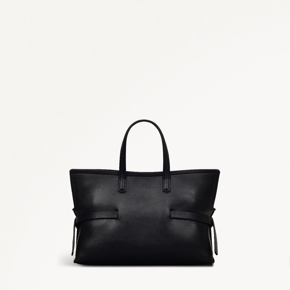 Fleet Street Leather Small Open Top Crossbody Bag in Black - 110306