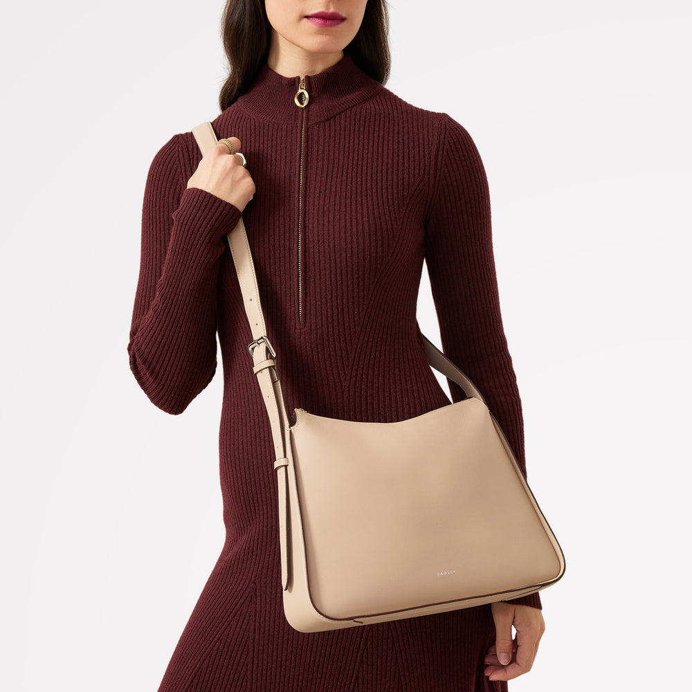 Westwell Lane Leather Medium Ziptop Crossbody Bag in Stone - 110310