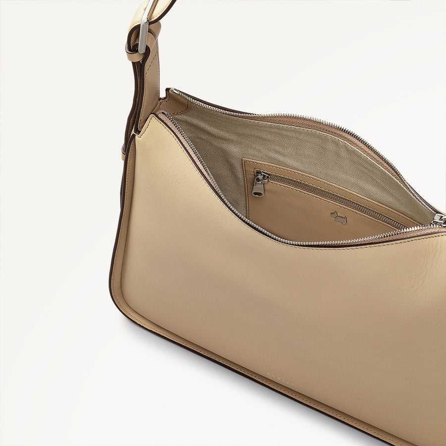 Westwell Lane Leather Medium Ziptop Crossbody Bag in Stone - 110310