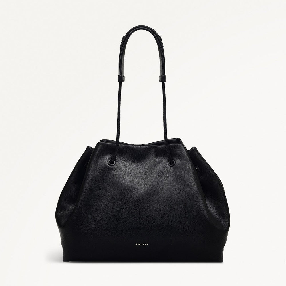 Blake Mews Leather Open Top Shoulder Bag in Black - 110311