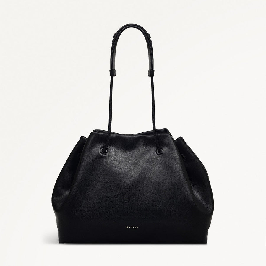 Blake Mews Leather Open Top Shoulder Bag in Black - 110311