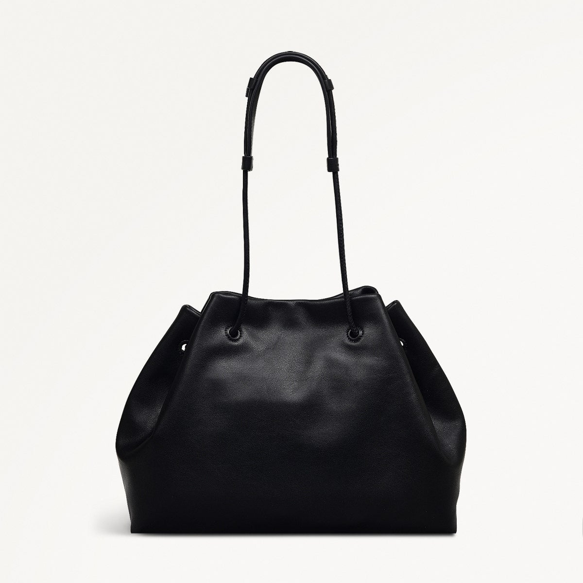 Blake Mews Leather Open Top Shoulder Bag in Black - 110311