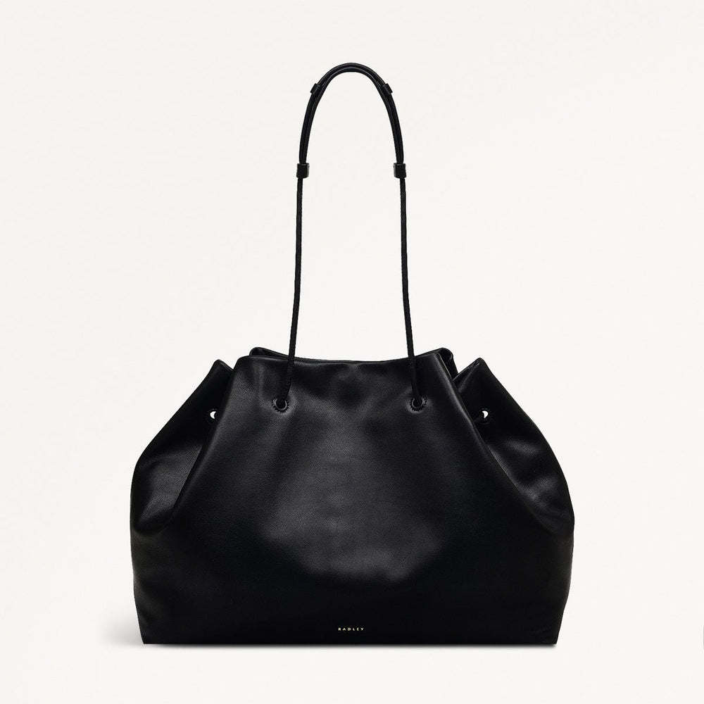 Blake Mews Leather Open Top Shoulder Bag in Black - 110312