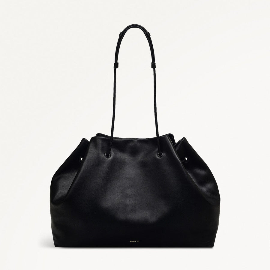 Blake Mews Leather Open Top Shoulder Bag in Black - 110312
