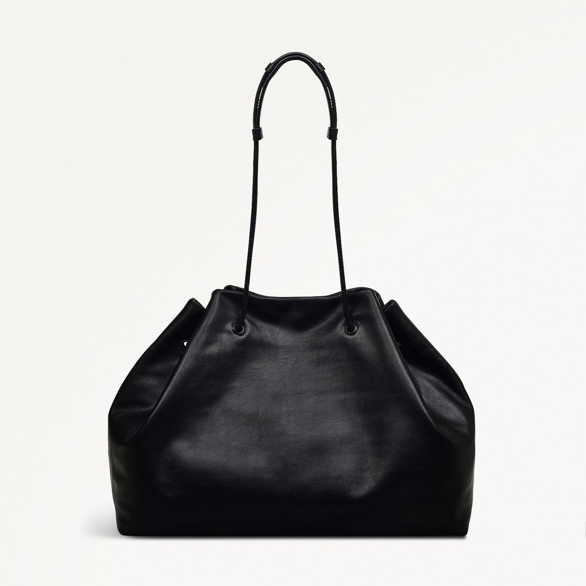 Blake Mews Leather Open Top Shoulder Bag in Black - 110312
