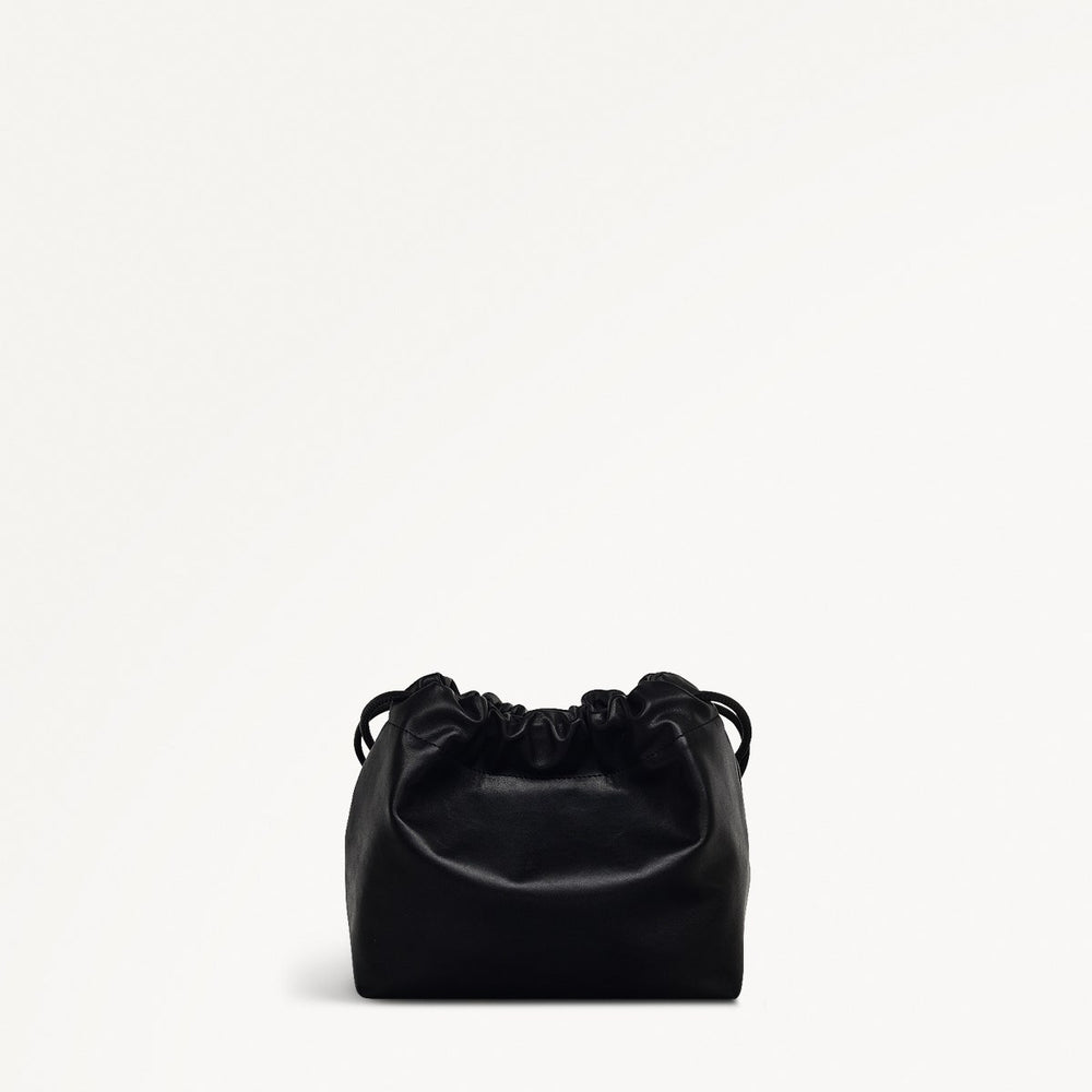 Blake Mews Leather Open Top Crossbody Bag in Black - 110314