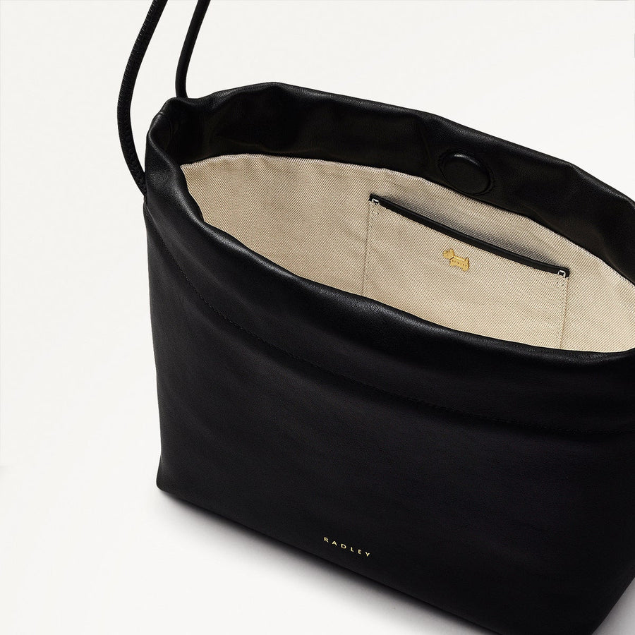 Blake Mews Leather Open Top Crossbody Bag in Black - 110314