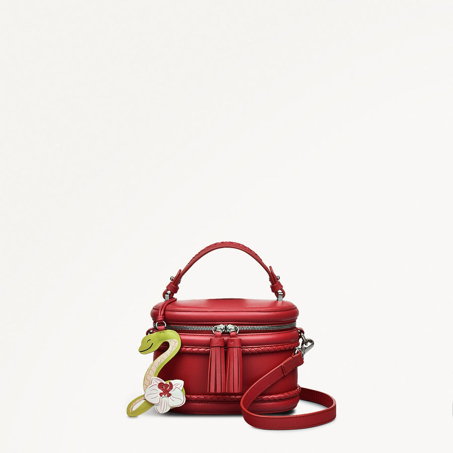 Lunar New Year SS25 Leather Zip Around Crossbody Bag in Crimson - 110317