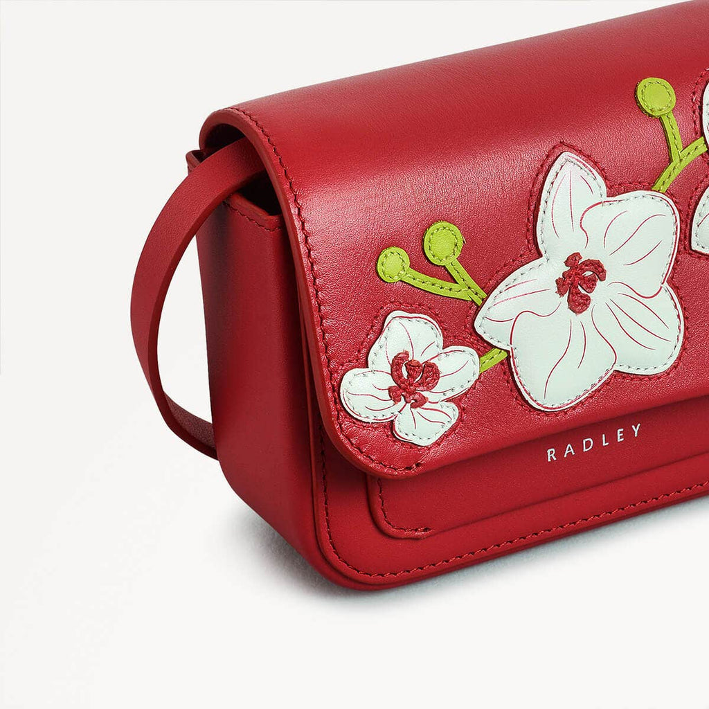 Lunar New Year SS25 Leather Mini Flapover Crossbody Bag in Crimson - 110318