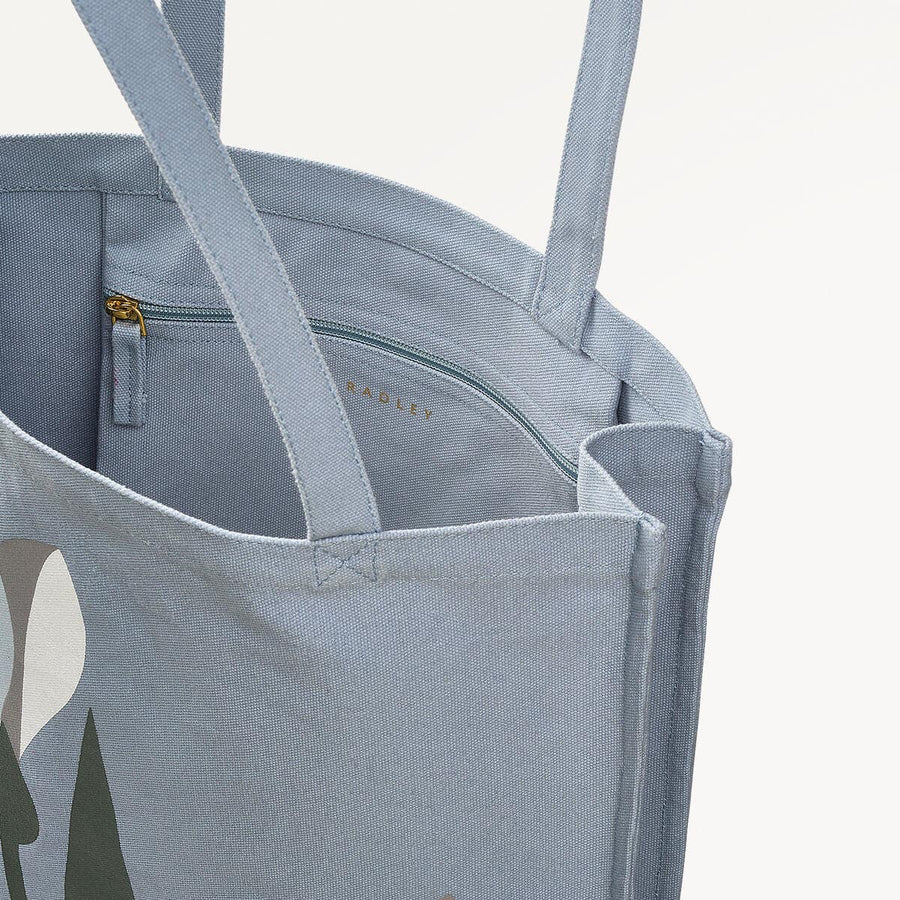 Snow Drop Fabric Open Top Tote in Smoke Blue - 110329