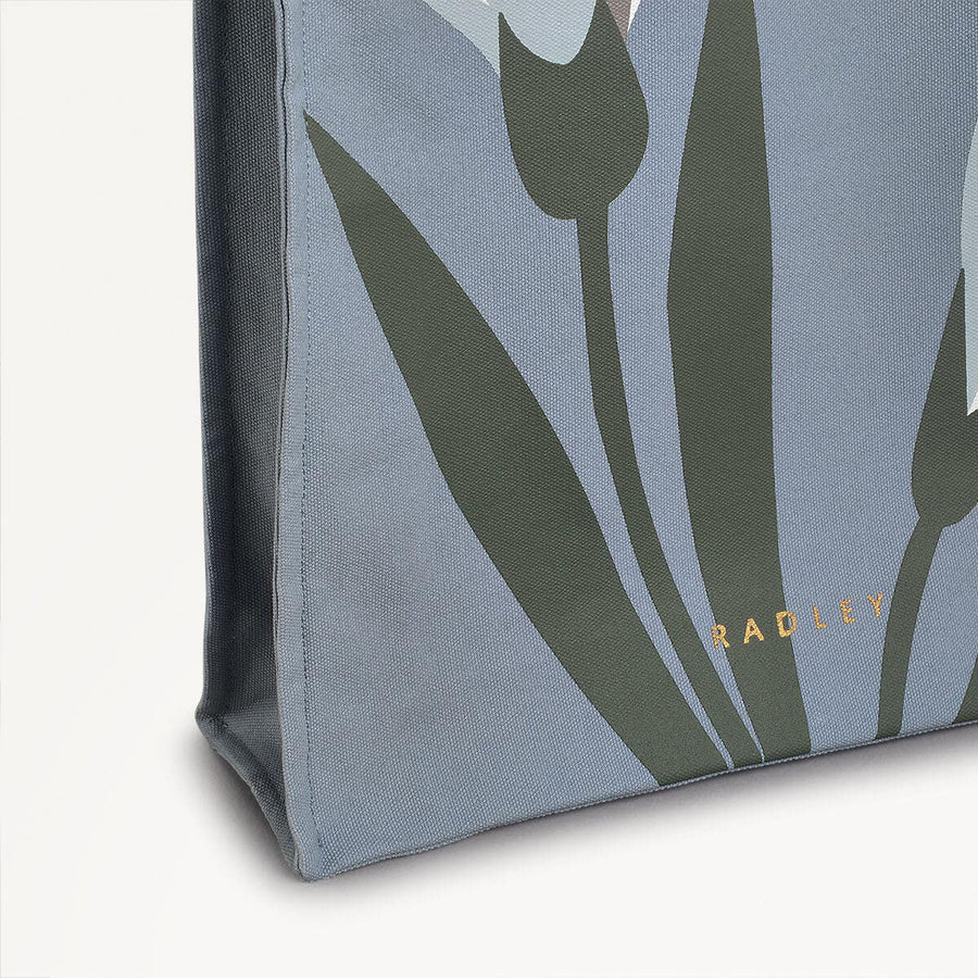 Snow Drop Fabric Open Top Tote in Smoke Blue - 110329