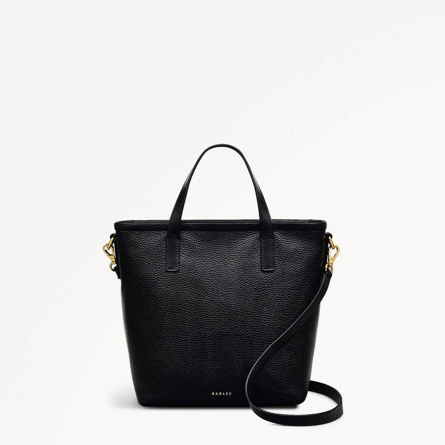 Sunny Dene Leather Small Ziptop Grab Bag in Black - 110394