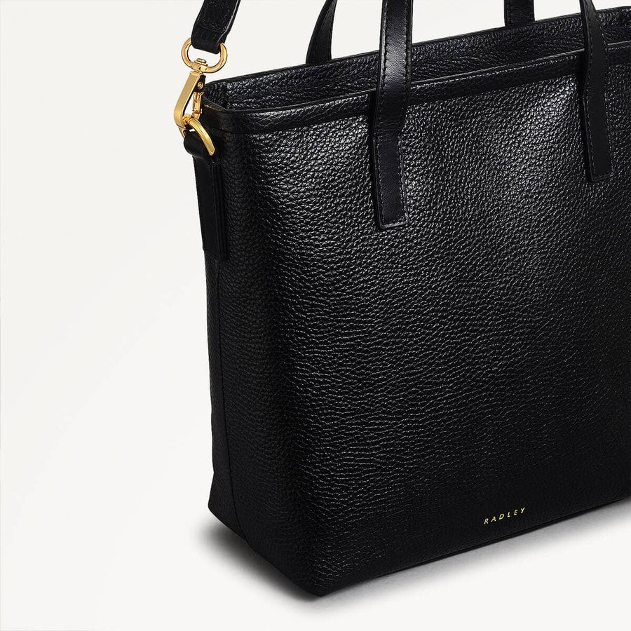 Sunny Dene Leather Small Ziptop Grab Bag in Black - 110394