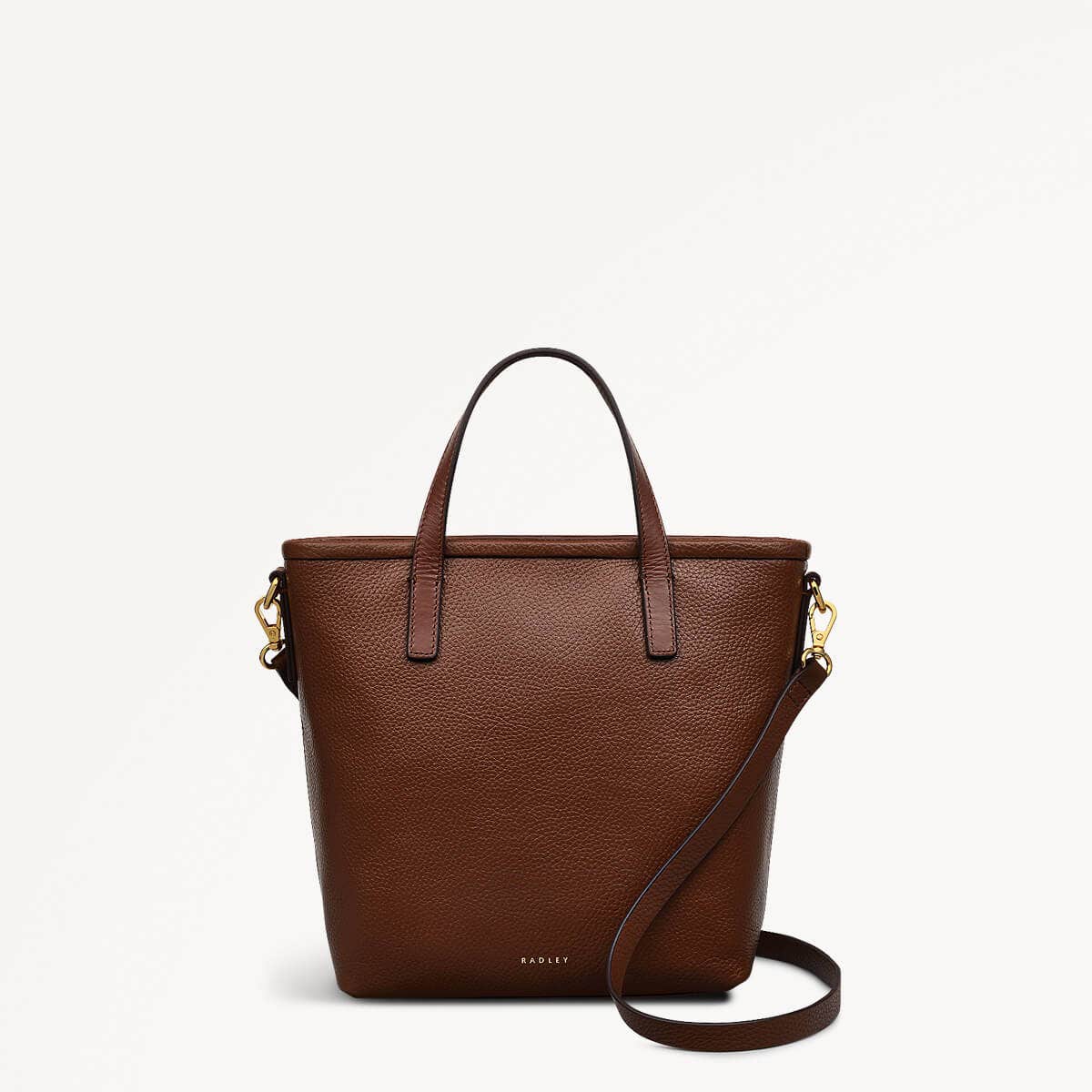 Sunny Dene Leather Small Ziptop Grab Bag in Walnut - 110395