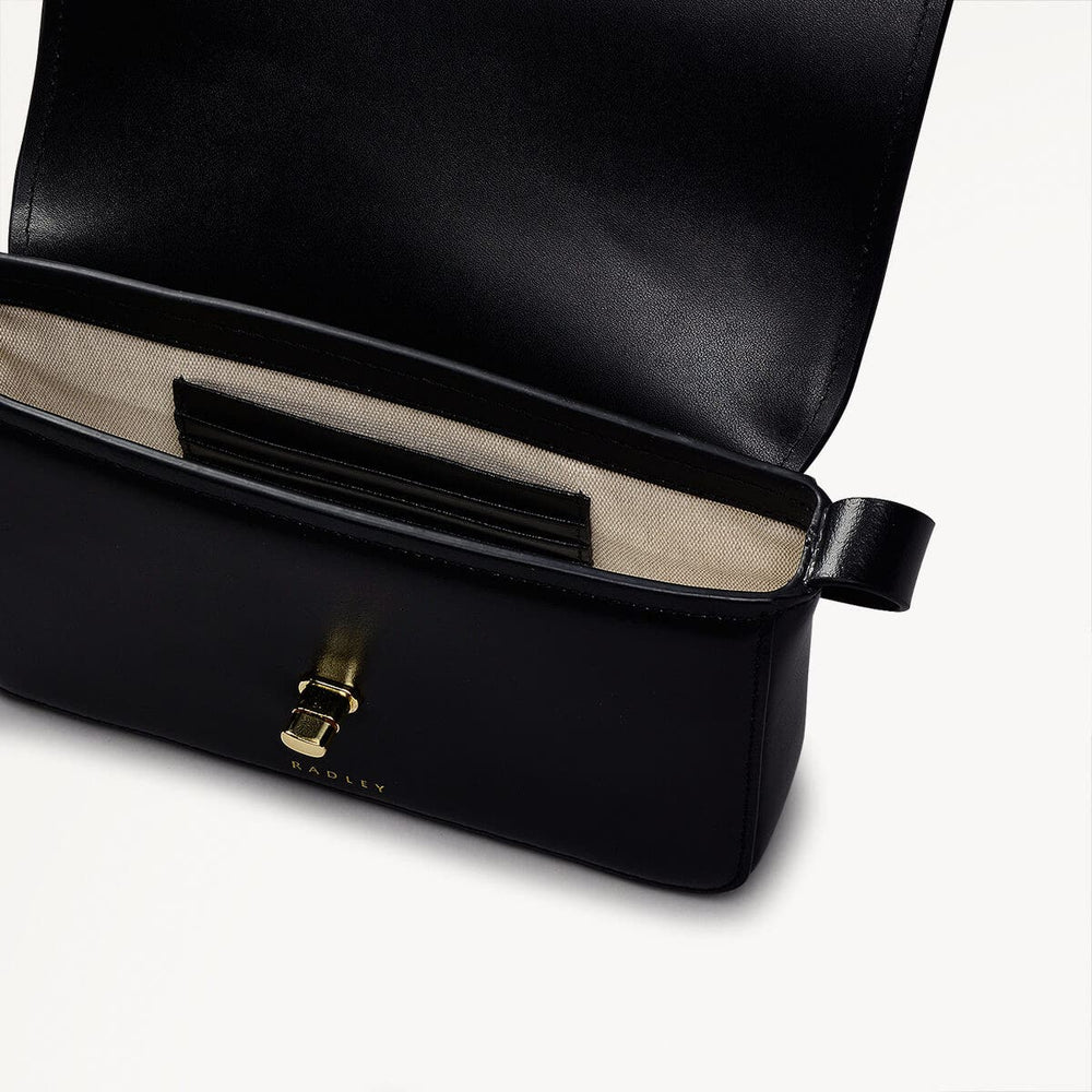 Magpie Lane Leather Small Flapover Shoulder Bag in Black - 110396