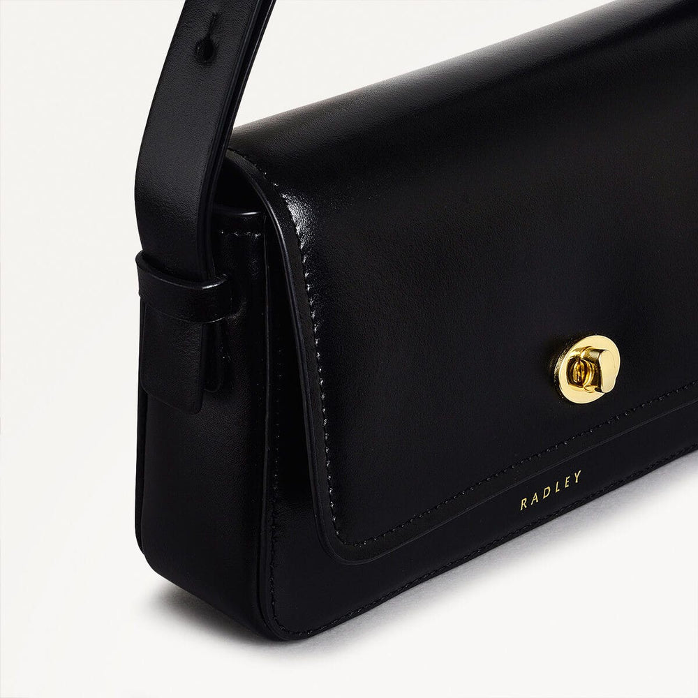 Magpie Lane Leather Small Flapover Shoulder Bag in Black - 110396