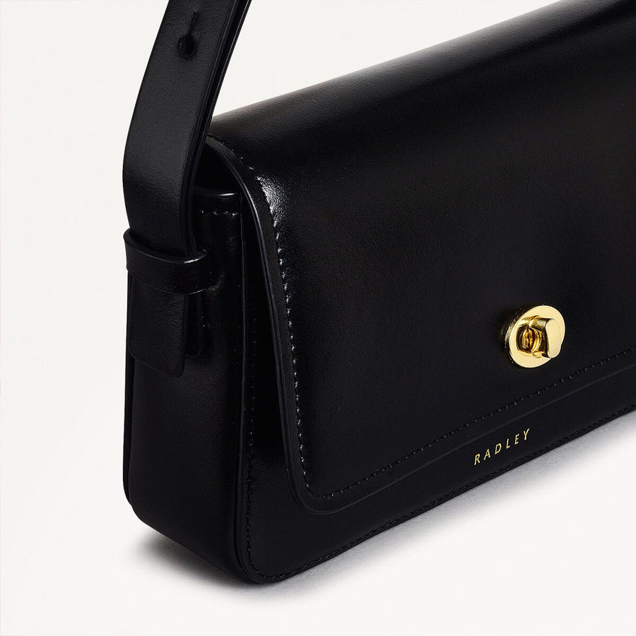 Magpie Lane Leather Small Flapover Shoulder Bag in Black - 110396