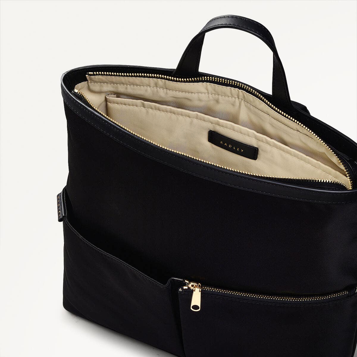 Montague Lane Fabric Medium Ziptop Backpack in Black - 110401