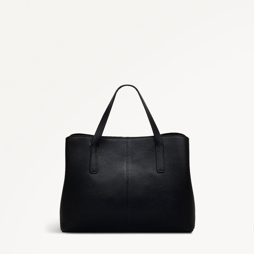 Dukes Place Leather Medium Ziptop Grab Bag in Black - 110419