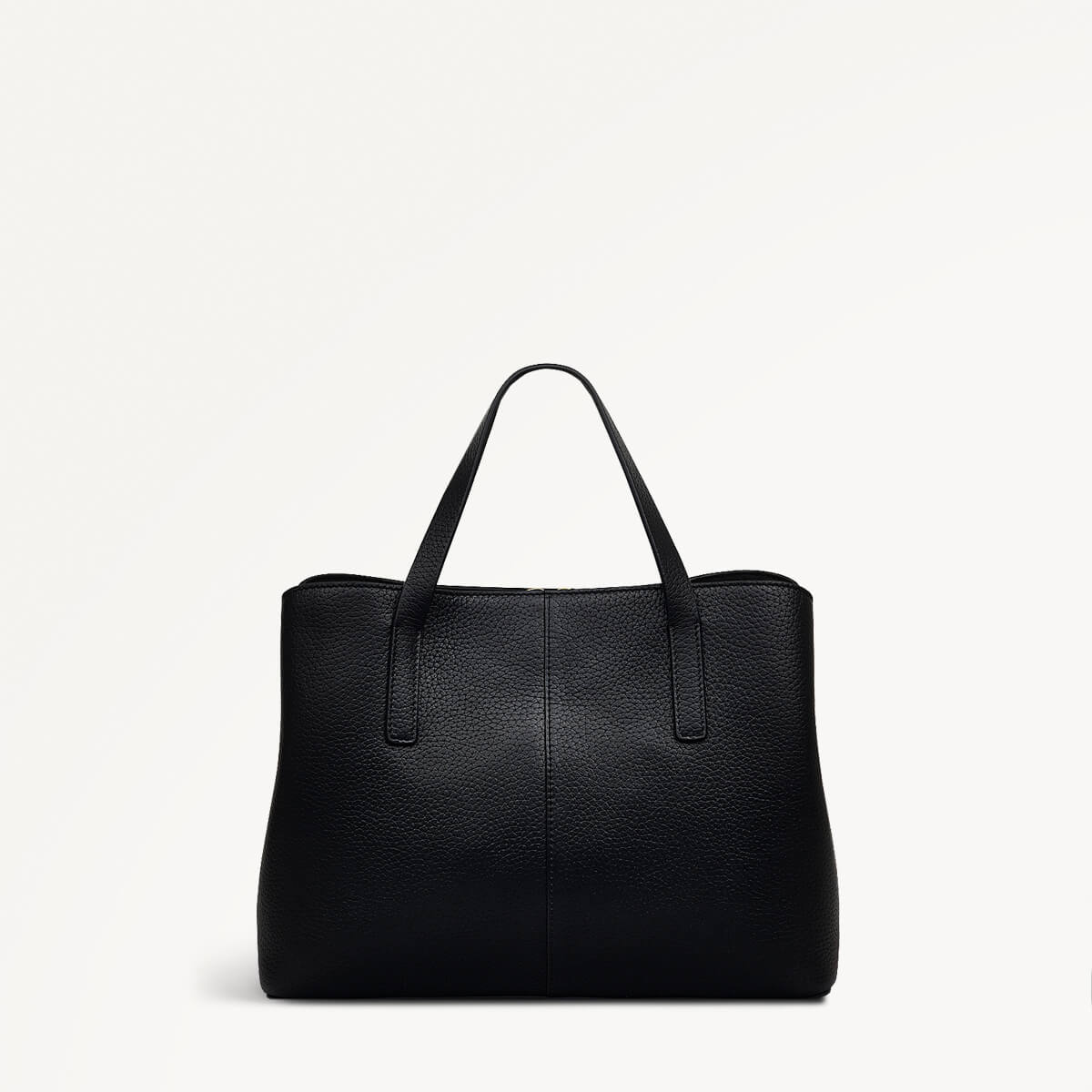 Dukes Place Leather Medium Ziptop Grab Bag in Black - 110419