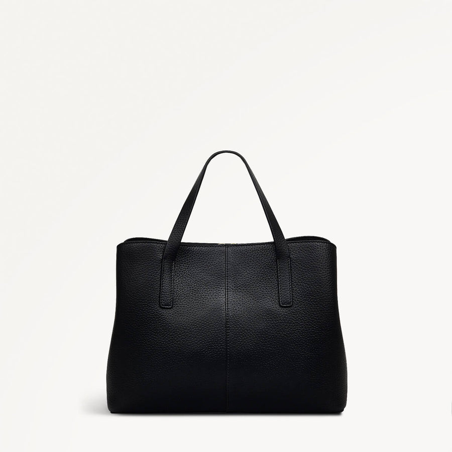 Dukes Place Leather Medium Ziptop Grab Bag in Black - 110419