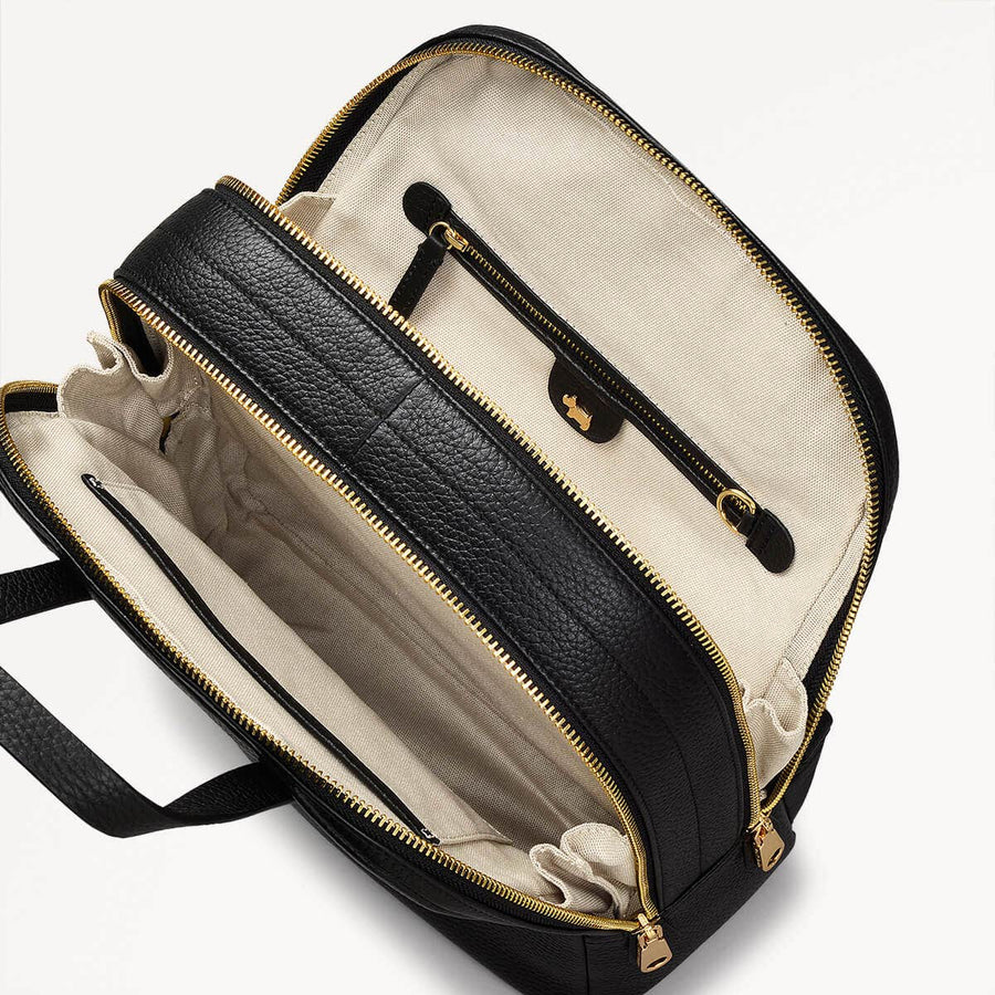 Dukes Place Leather Medium Zip Around Backpack in Black - 110420