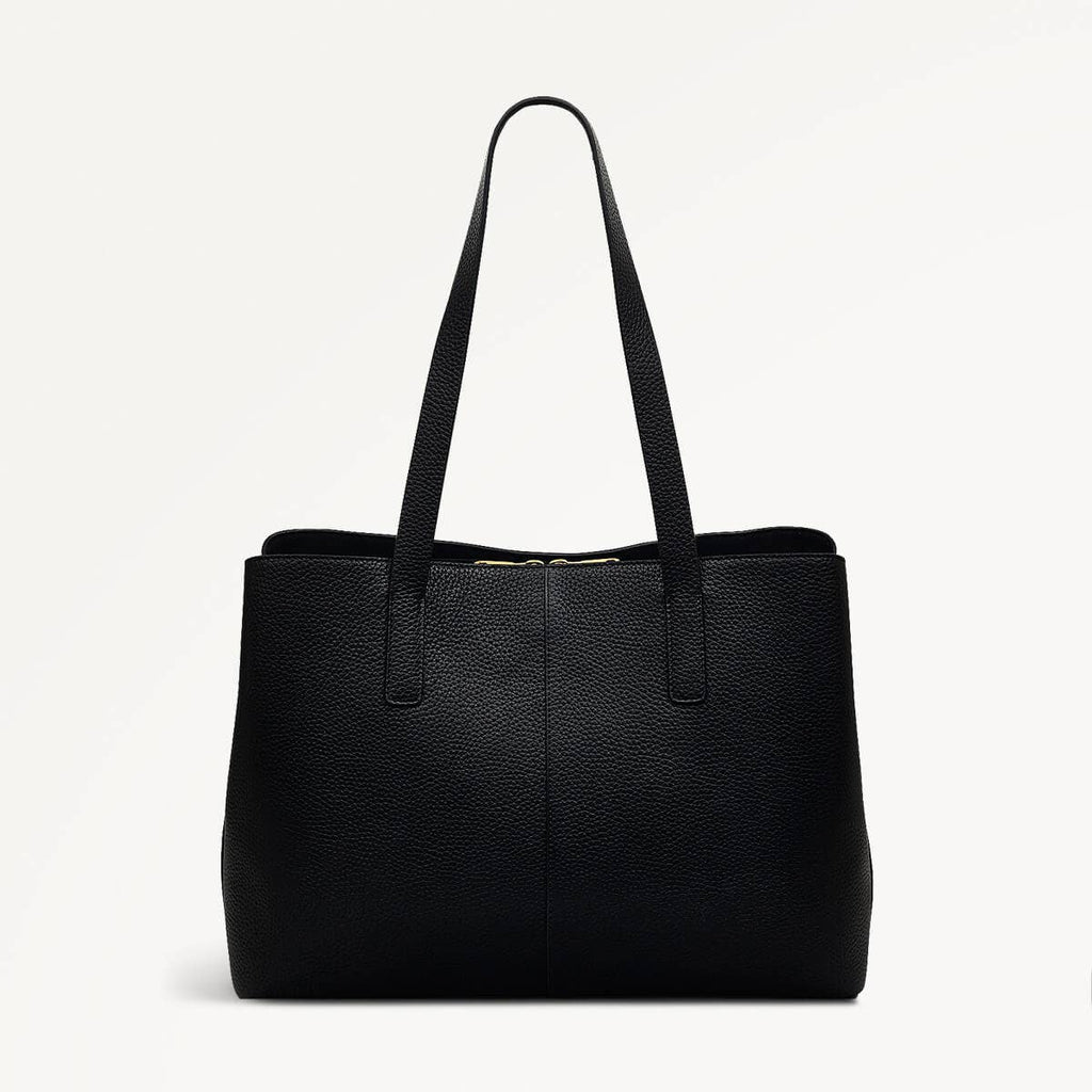 Dukes Place Leather Large Ziptop Workbag Bag in Black - 110421