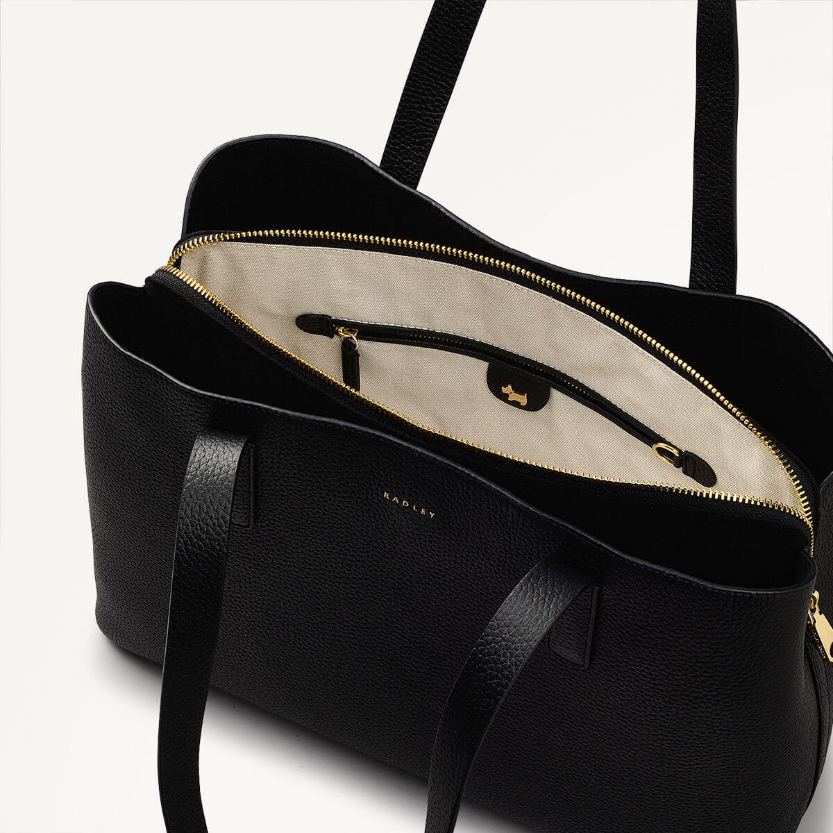 Dukes Place Leather Large Ziptop Workbag Bag in Black - 110421