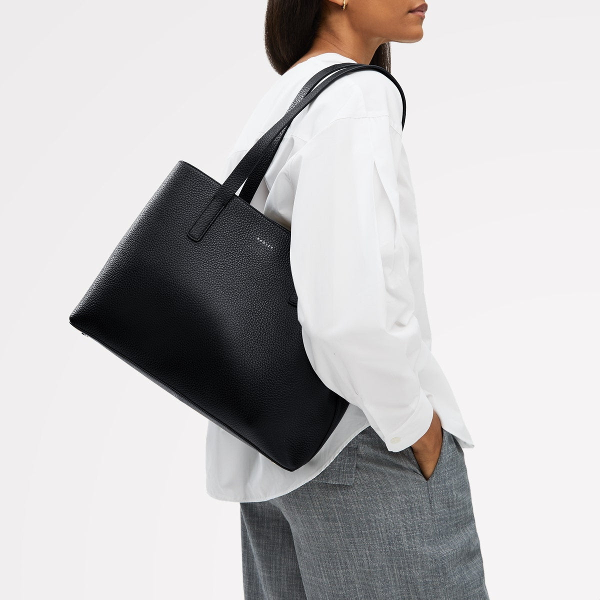Dukes Place Leather Large Ziptop Workbag Bag in Black - 110421