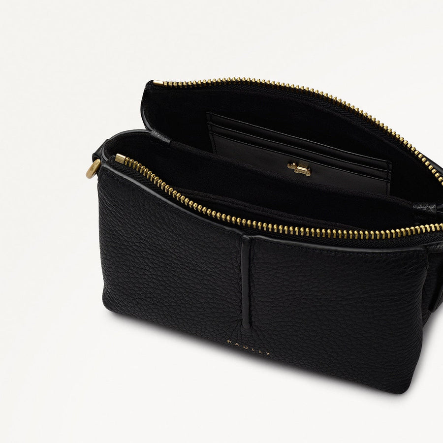 Hillgate Place Leather Small Ziptop Crossbody Bag in Black - 110428