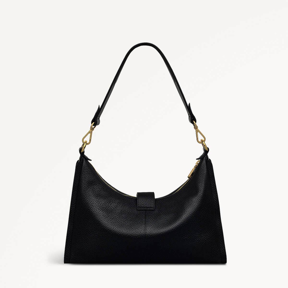 Sloane Street Leather Medium Ziptop Shoulder Bag in Black - 110431