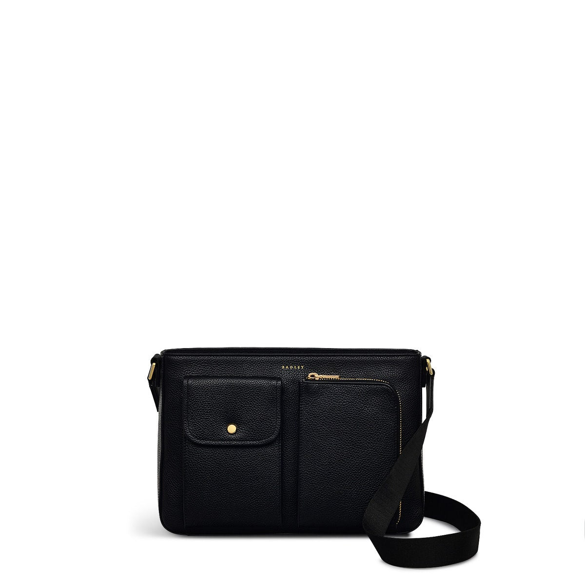 Selby Crescent Leather Small Ziptop Shoulder Bag in Black - 110469