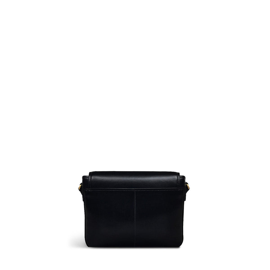 Mells Manor Leather Medium Flapover Crossbody Bag in Black - 110479